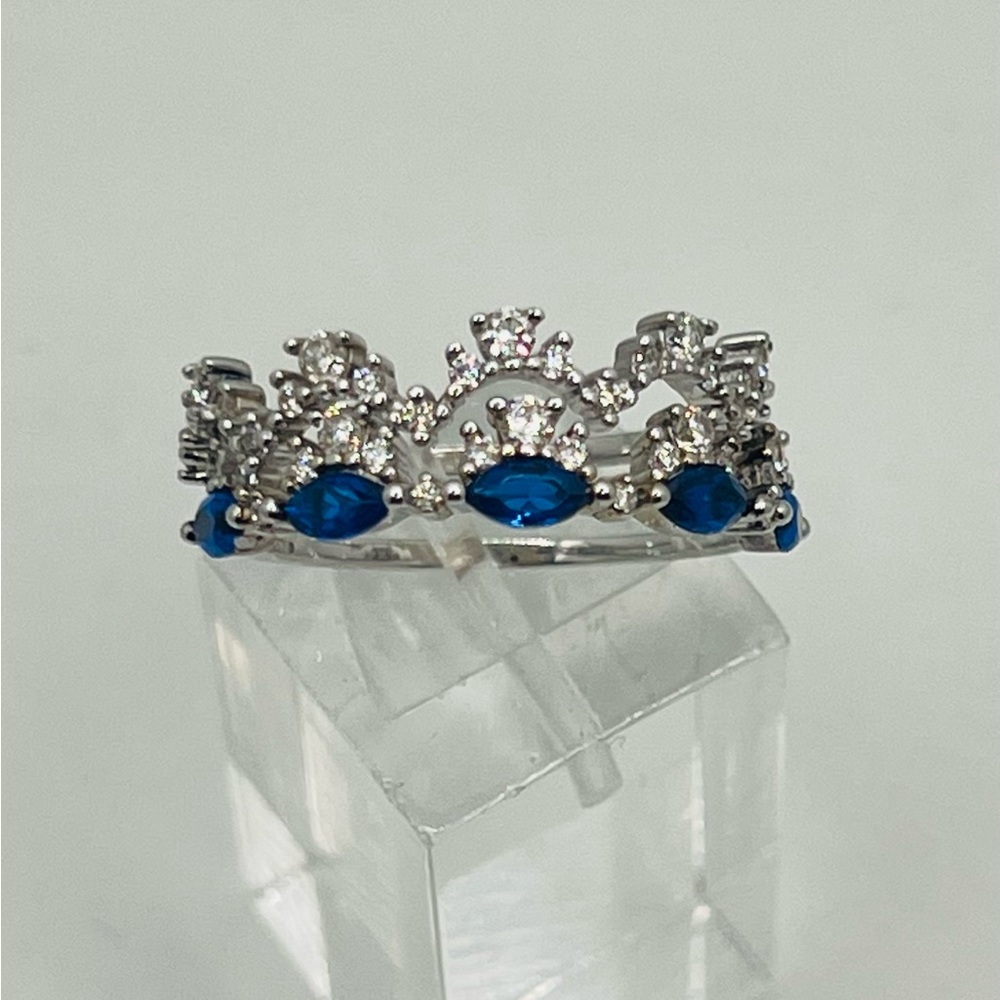 RETRO NWT BOMB PARTY RING RBP3087 TANZANITE CUBIC ZIRCONIA 2 PC SIZE 9